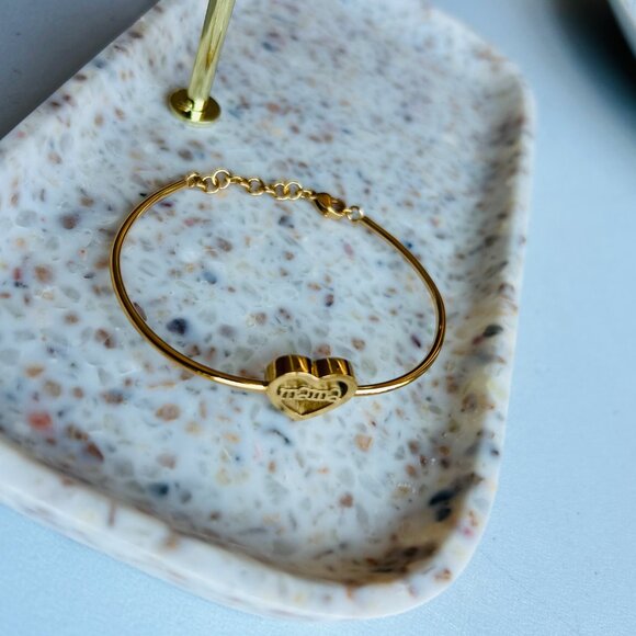 18K Gold Plated Heart Mama Bracelet, Stainless Steel - Picture 2 of 3